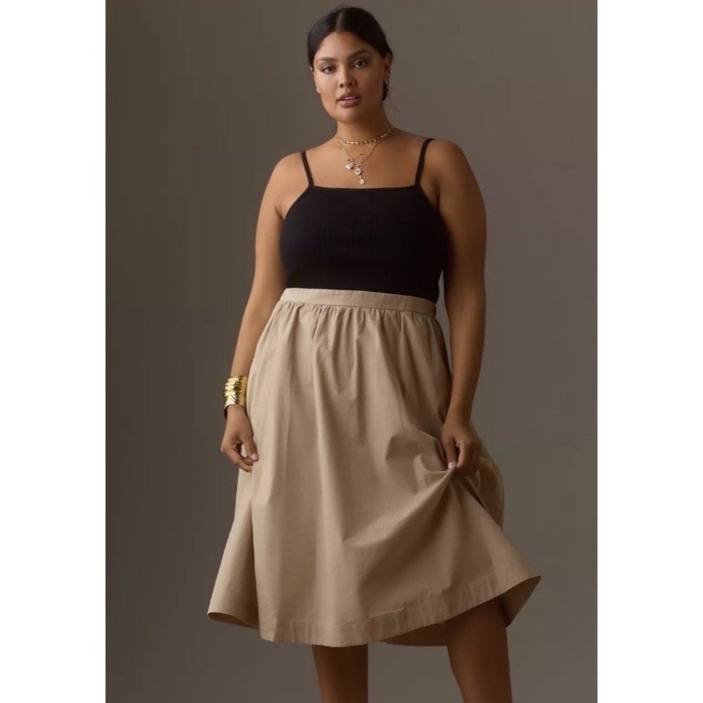Anthropologie Maeve Sleeveless Rib Poplin Twofer Midi Dress Black XXS New W/ Tag